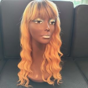 💥Long Ombre Wavy Wig With Bangs